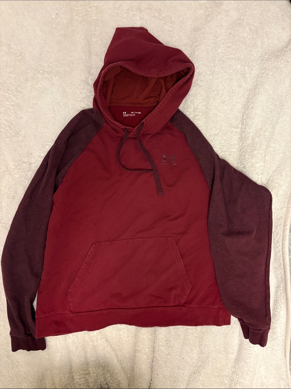 Under Armour Maroon Hooded Pullover with Dark Burgundy Sleeves